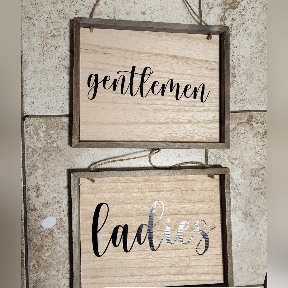 Bathroom signs ladies and gentleman signs